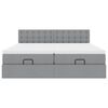 vidaXL Οθωμανικό κρεβάτι με στρώματα & LEDs Ανοιχτό γκρι ύφασμα