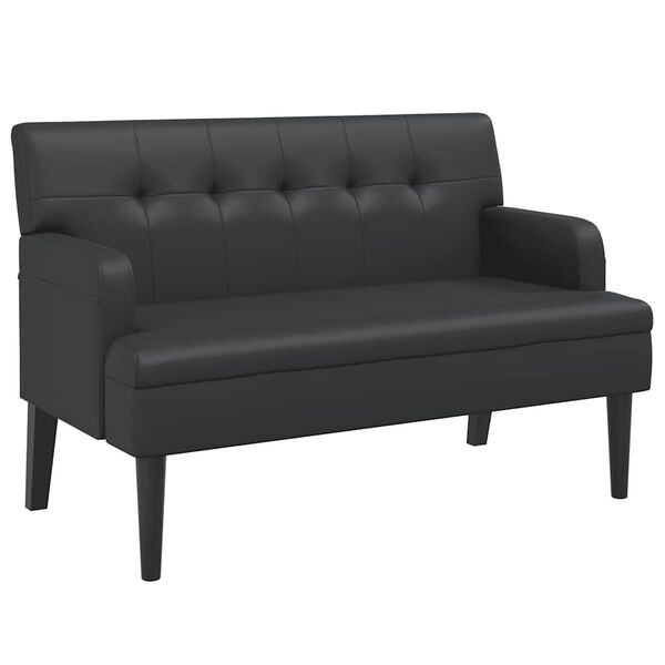 vidaXL Πάγκος με Πλάτη Μαύρο 112x65,5x75 εκ. από Συνθετικό Δέρμα