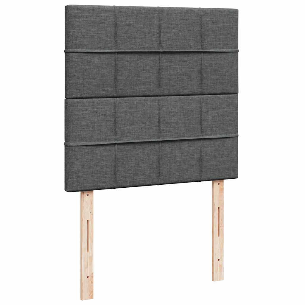 vidaXL Κρεβάτι Boxspring με Στρώμα Σκούρο Γκρι 90x200 εκ. Υφασμάτινο