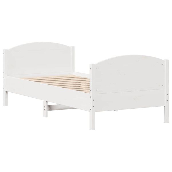 vidaXL Σκελετός Κρεβ. Χωρίς Στρώμα Λευκό 75x190 εκ Μασίφ Πεύκο