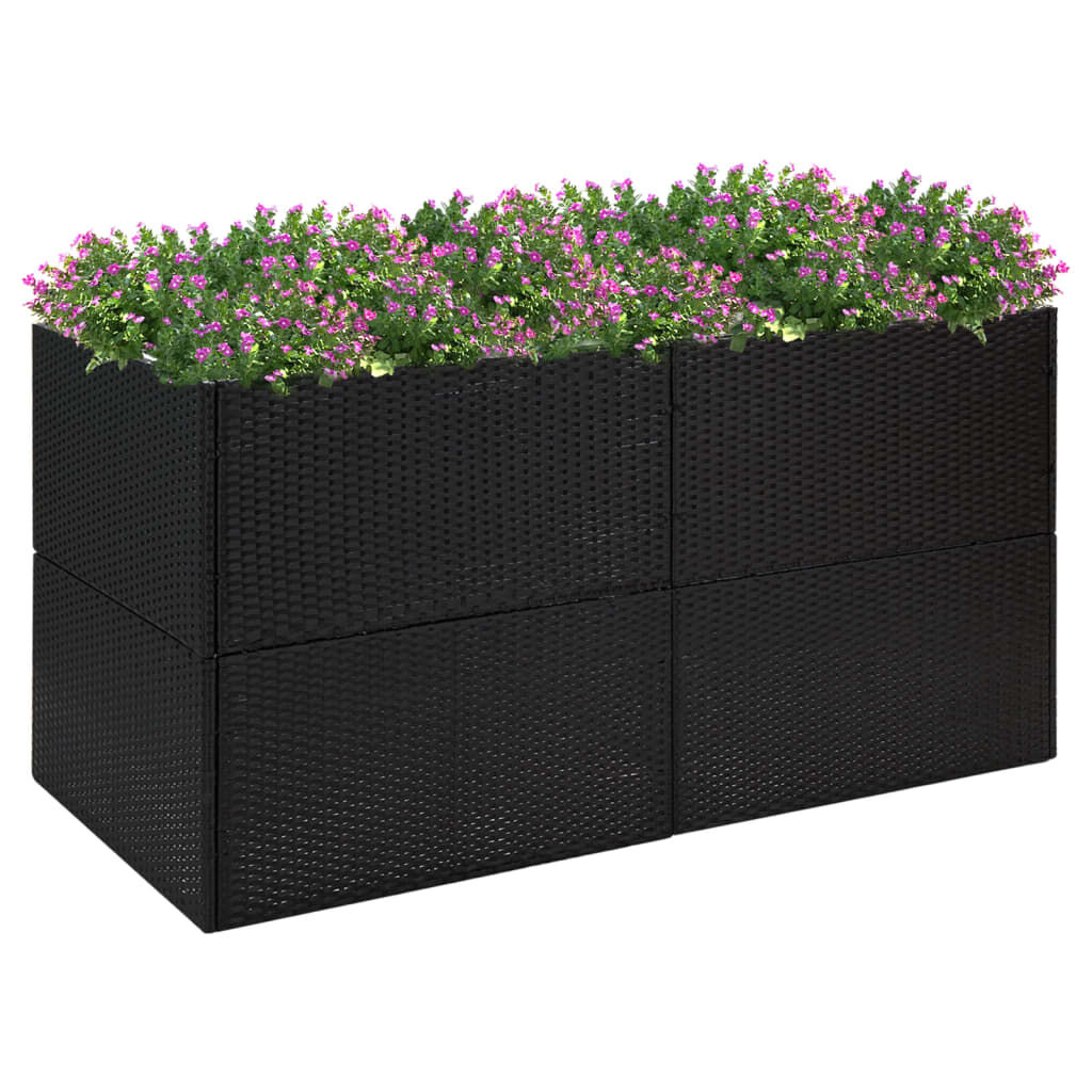 vidaXL Ζαρντινιέρα Κήπου Μαύρη 157 x 80 x 80 εκ. από Συνθετικό Ρατάν
