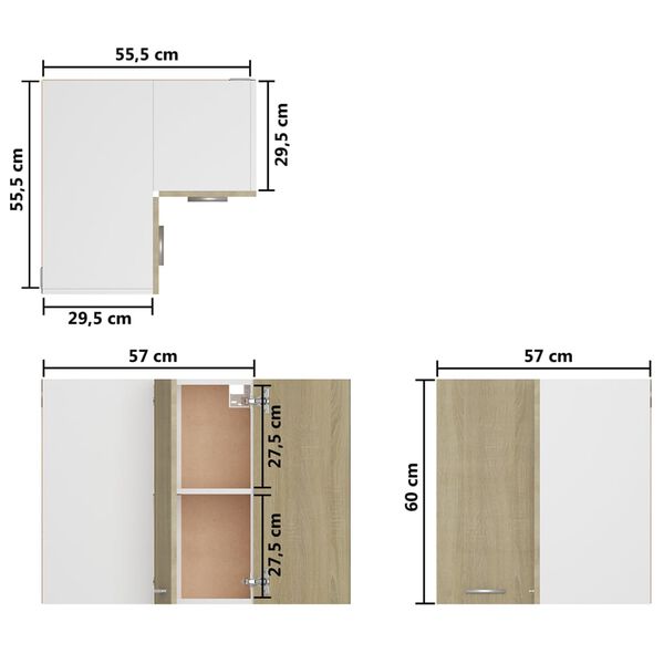 vidaXL Ντουλάπι Γωνία Κρεμαστό Lyon Sonoma Δρυς 57x57x60εκ. από