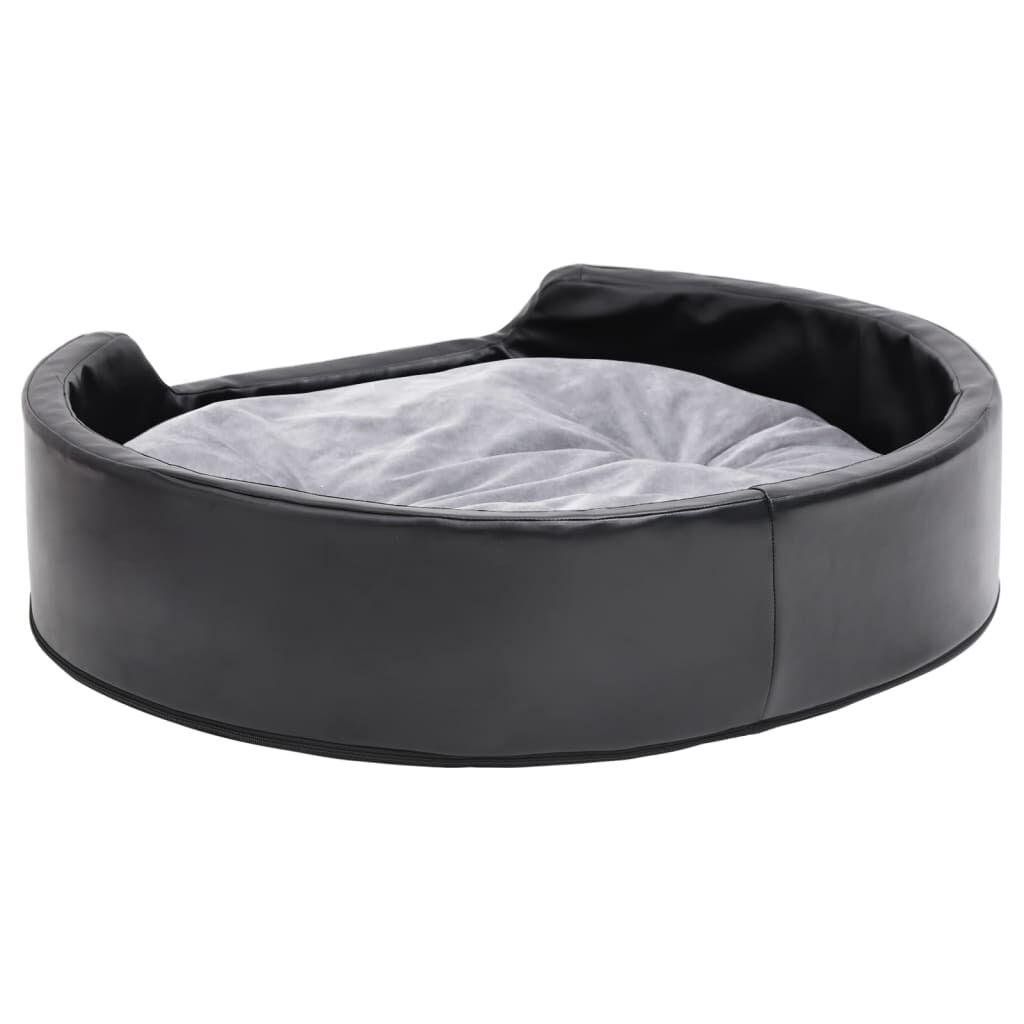 vidaXL Κρεβάτι Σκύλου Μαύρο/Γκρι 79 x 70 x 19 εκ. Βελουτέ/Συνθ. Δέρμα