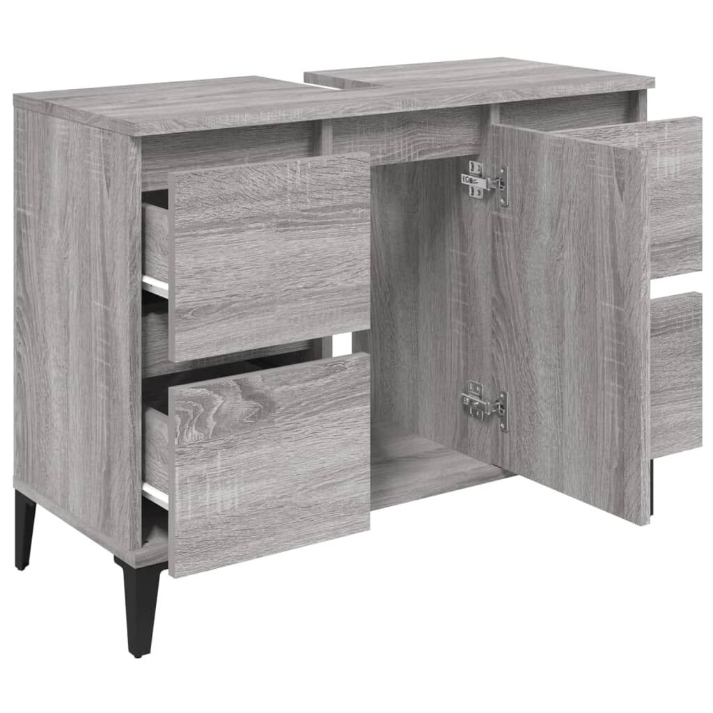 vidaXL Ντουλάπι Νιπτήρα Γκρι Sonoma 80 x 33 x 60εκ. Επεξεργασμένο Ξύλο