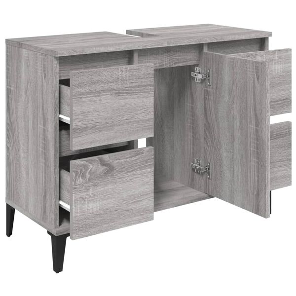 vidaXL Ντουλάπι Νιπτήρα Γκρι Sonoma 80 x 33 x 60εκ. Επεξεργασμένο Ξύλο