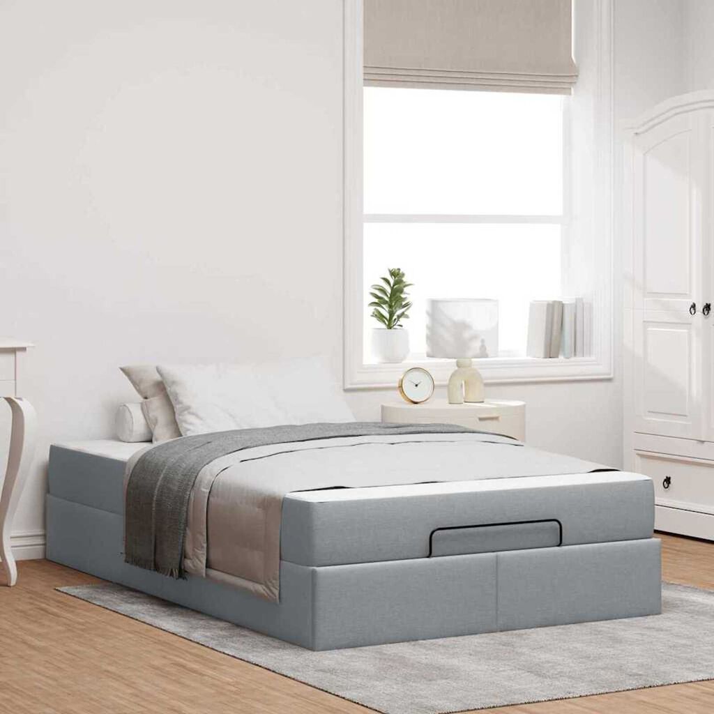 vidaXL Σκελετός Κρεβατιού Ανοιχτό γκρι 120 x 190 cm ύφασμα