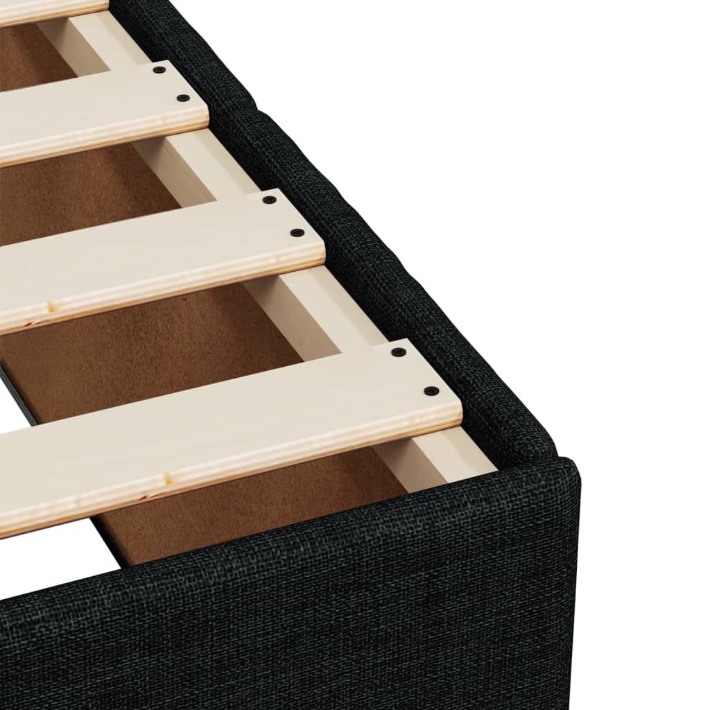 vidaXL Κρεβάτι Boxspring με Στρώμα Μαύρο 90x200 εκ. Υφασμάτινο