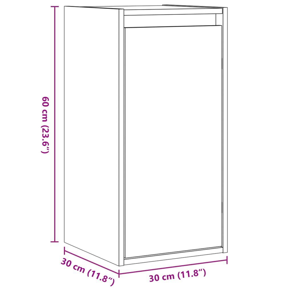 vidaXL Ντουλάπι Τοίχου Καφέ Μελί 30x30x60 εκ. από Μασίφ Ξύλο Πεύκου