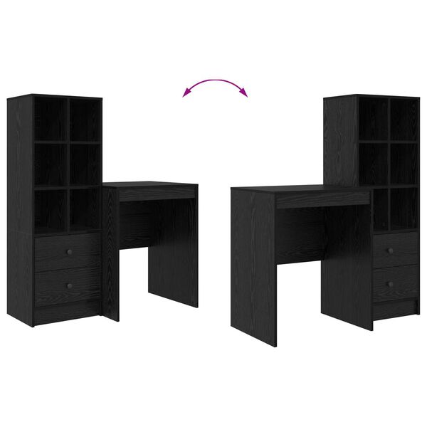 vidaXL Γραφείο με αποθηκευτικό χώρο 2 pcs Μαύρη δρυς 60 x 50 x 76 εκ.