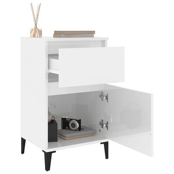 vidaXL Κομοδίνα 2 τεμ. Γυαλιστερό Λευκό 40x35x70 εκ.