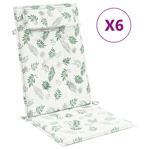 vidaXL Μαξιλάρια Καρέκλας με Ψηλή Πλάτη 6 τεμ. Σχ. Φύλλα Ύφασμα Oxford