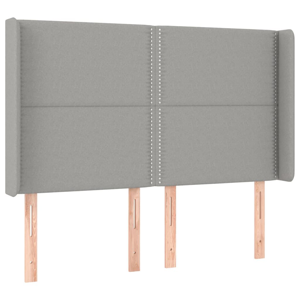 vidaXL Κρεβάτι Boxspring με Στρώμα & LED Αν.Γκρι 140x190εκ. Υφασμάτινο