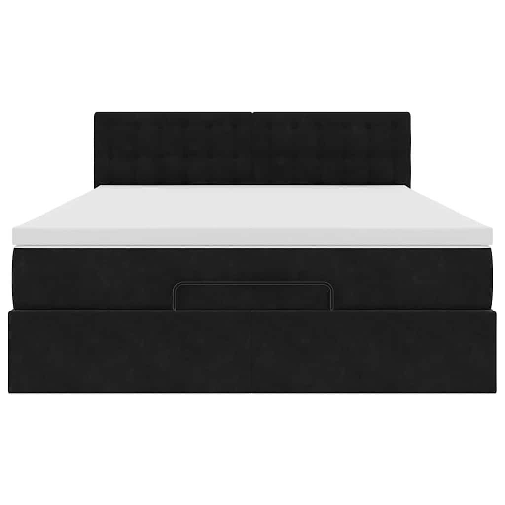 vidaXL Οθωμανικό κρεβάτι με στρώμα Μαύρο 140x190cm Βελούδο