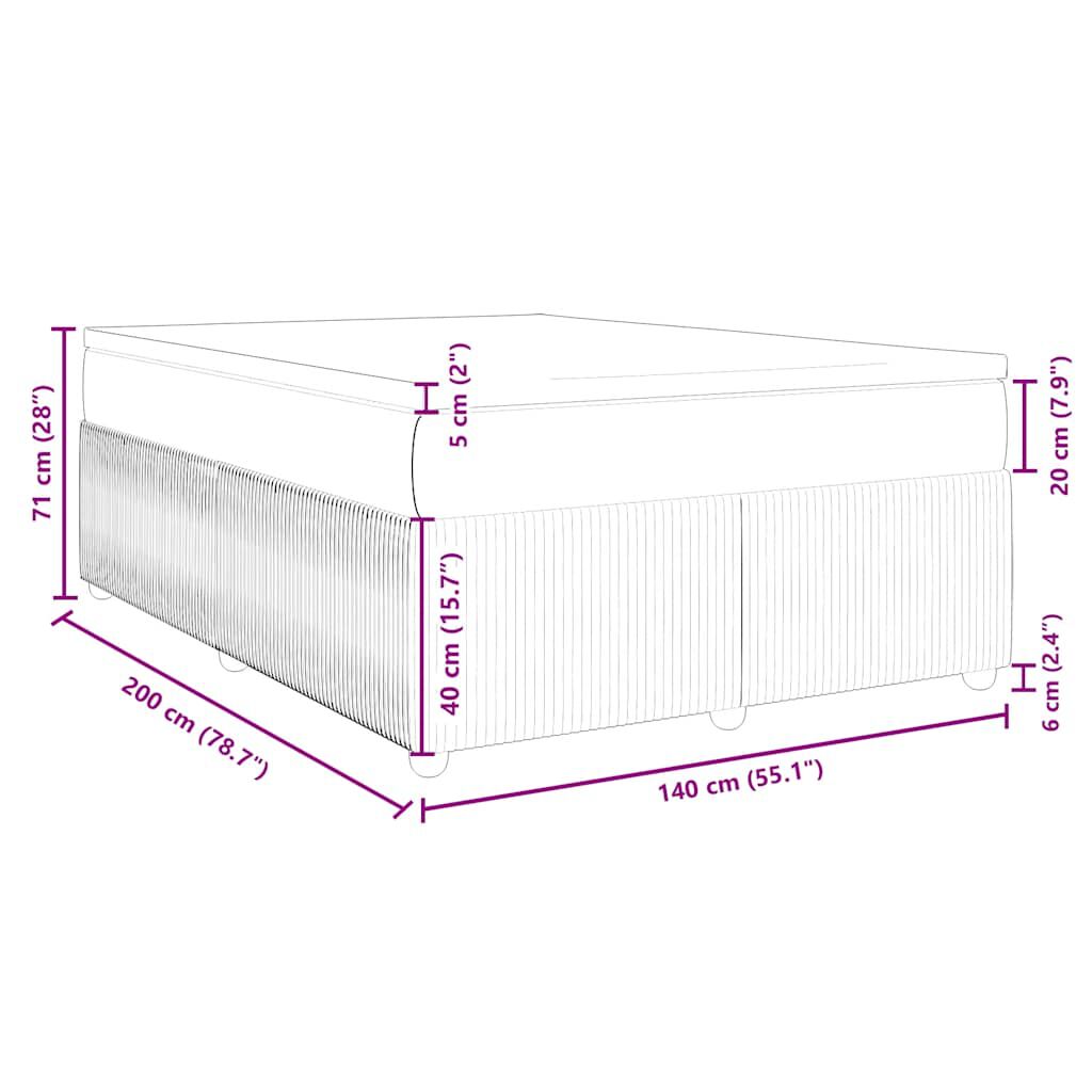 vidaXL Κρεβάτι Boxspring με Στρώμα Ανοιχτό Γκρι 140x200 εκ. Υφασμάτινο