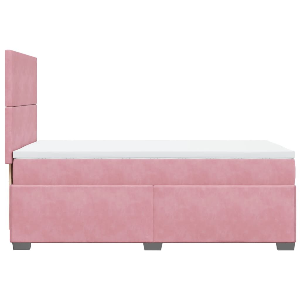 vidaXL Κρεβάτι Boxspring με Στρώμα Ροζ 90x190 εκ. Βελούδινο