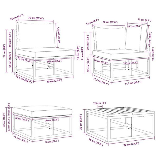 vidaXL Σετ Καναπέ Κήπου 13 pcs Μαύρο Αλουμίνιο