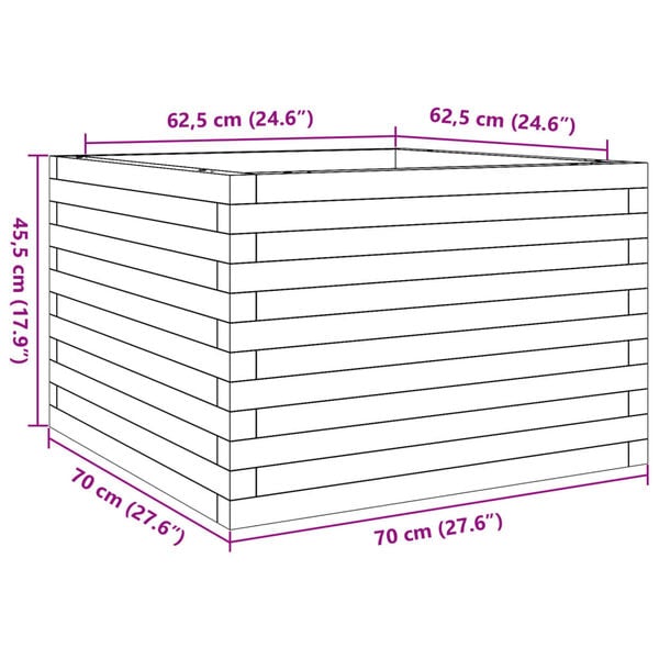vidaXL Ζαρντινιέρα Κήπου 70x70x45,5 εκ. από Εμποτισμένο Ξύλο Πεύκου