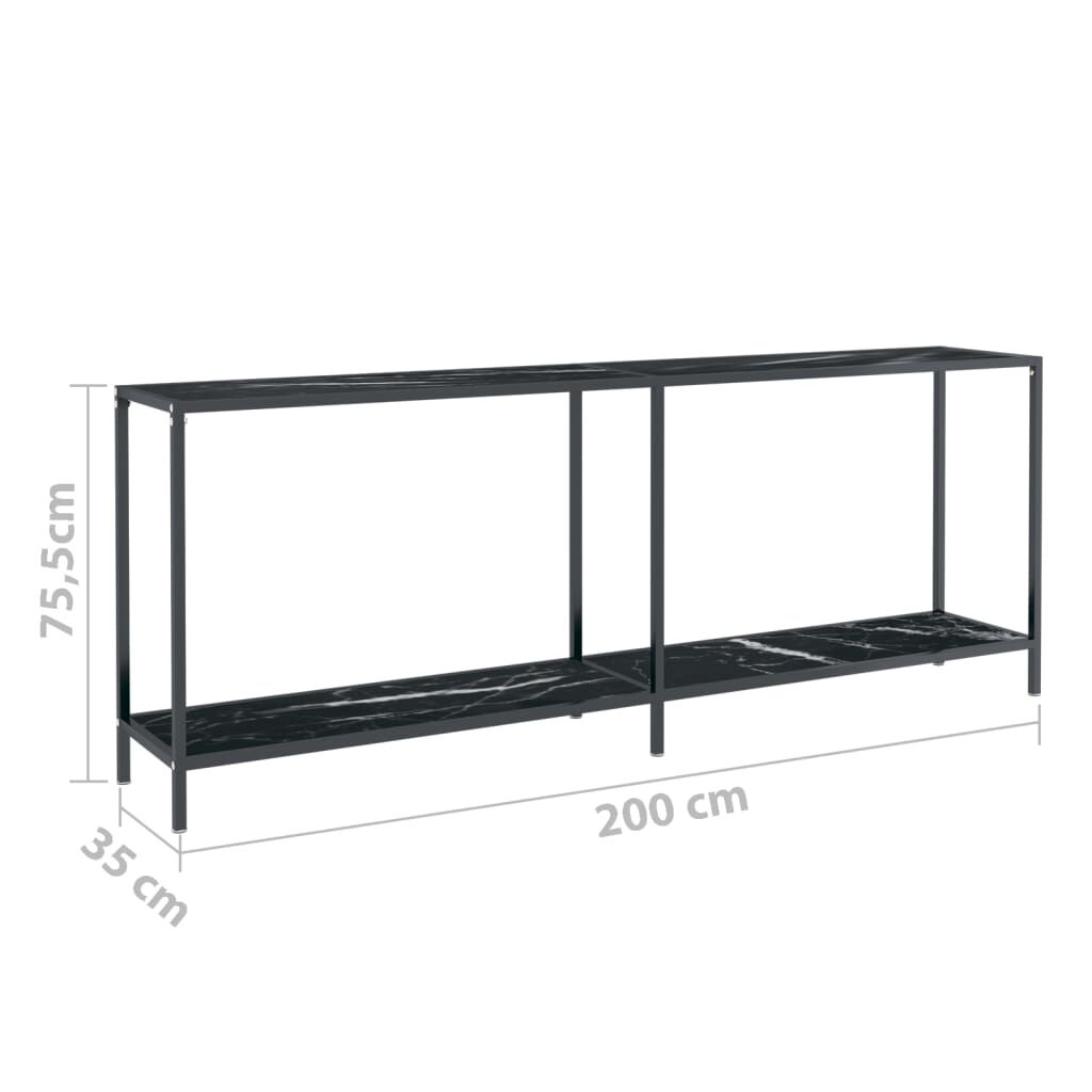vidaXL Τραπέζι Κονσόλα Μαύρο 200 x 35 x 75,5 εκ. από Ψημένο Γυαλί