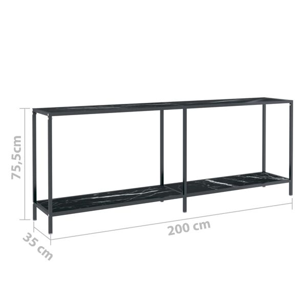 vidaXL Τραπέζι Κονσόλα Μαύρο 200 x 35 x 75,5 εκ. από Ψημένο Γυαλί