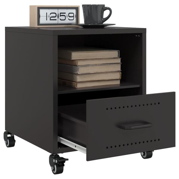 vidaXL Κομοδίνο Μαύρο 36x39x43,5 εκ. από Χάλυβα
