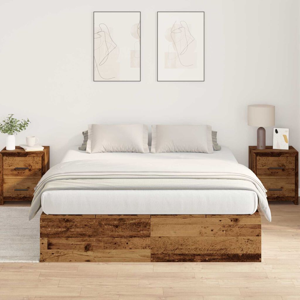 vidaXL Κρεβάτι Αποθήκης Παλιού Ξύλου 150x200 εκ