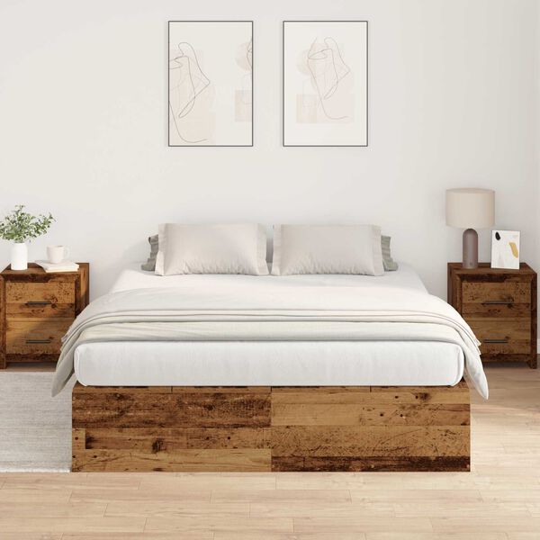 vidaXL Κρεβάτι Αποθήκης Παλιού Ξύλου 150x200 εκ