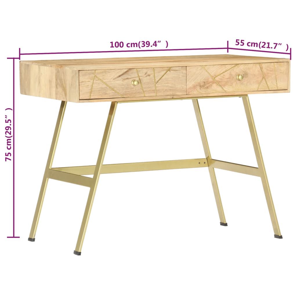 vidaXL Σεκρετέρ με Συρτάρια 100x55x75 εκ. από Μασίφ Ξύλο Μάνγκο