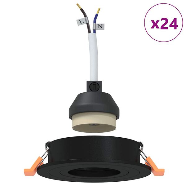 vidaXL Σποτ 24 pcs Μαύρο 9 x 9 x 2 εκ. Αλουμίνιο