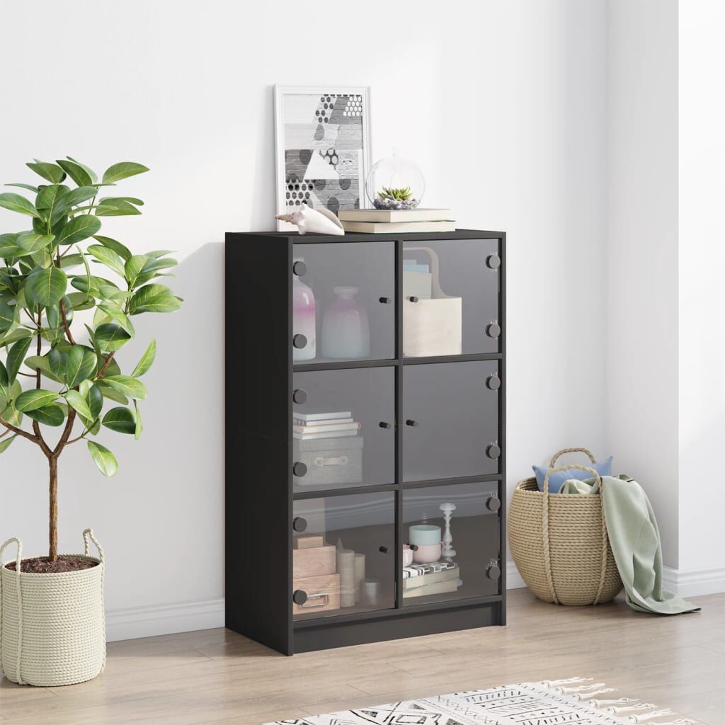 vidaXL Ντουλάπι με Πόρτες Μαύρο 68x37x109 εκ. από Επεξεργασμένο Ξύλο