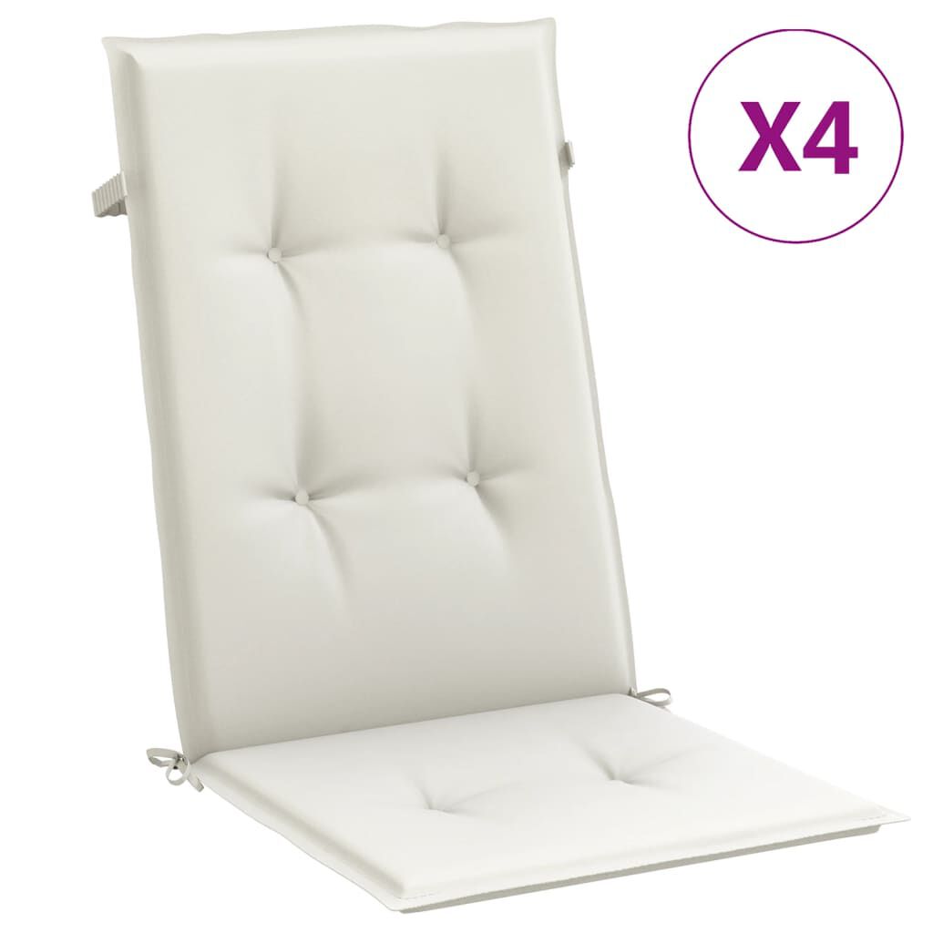 vidaXL Μαξιλάρια Καρέκλας με Πλάτη 4 τεμ. Κρεμ 120x50x4εκ. Ύφασμα