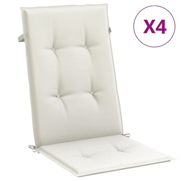 vidaXL Μαξιλάρια Καρέκλας με Πλάτη 4 τεμ. Κρεμ 120x50x4εκ. Ύφασμα