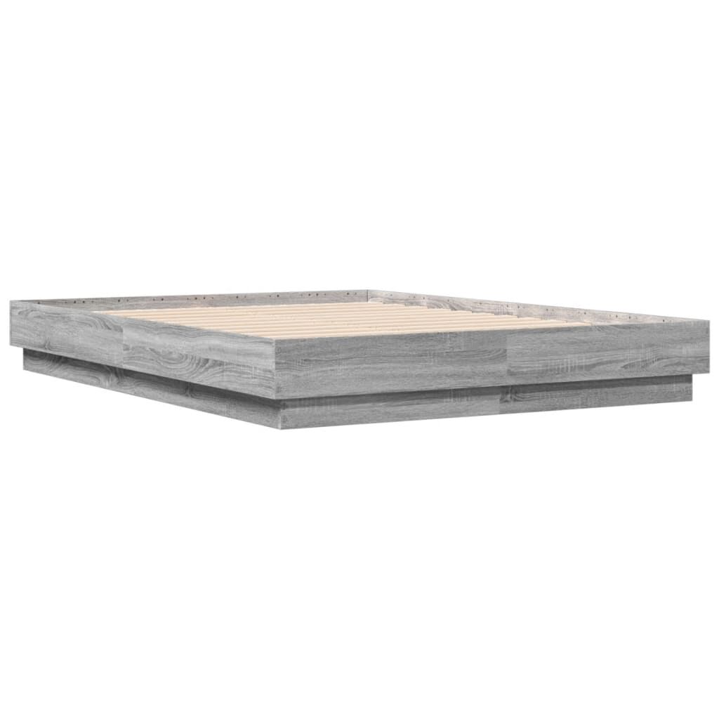 vidaXL Πλαίσιο Κρεβατιού με LED Γκρι Sonoma 135x190 εκ.