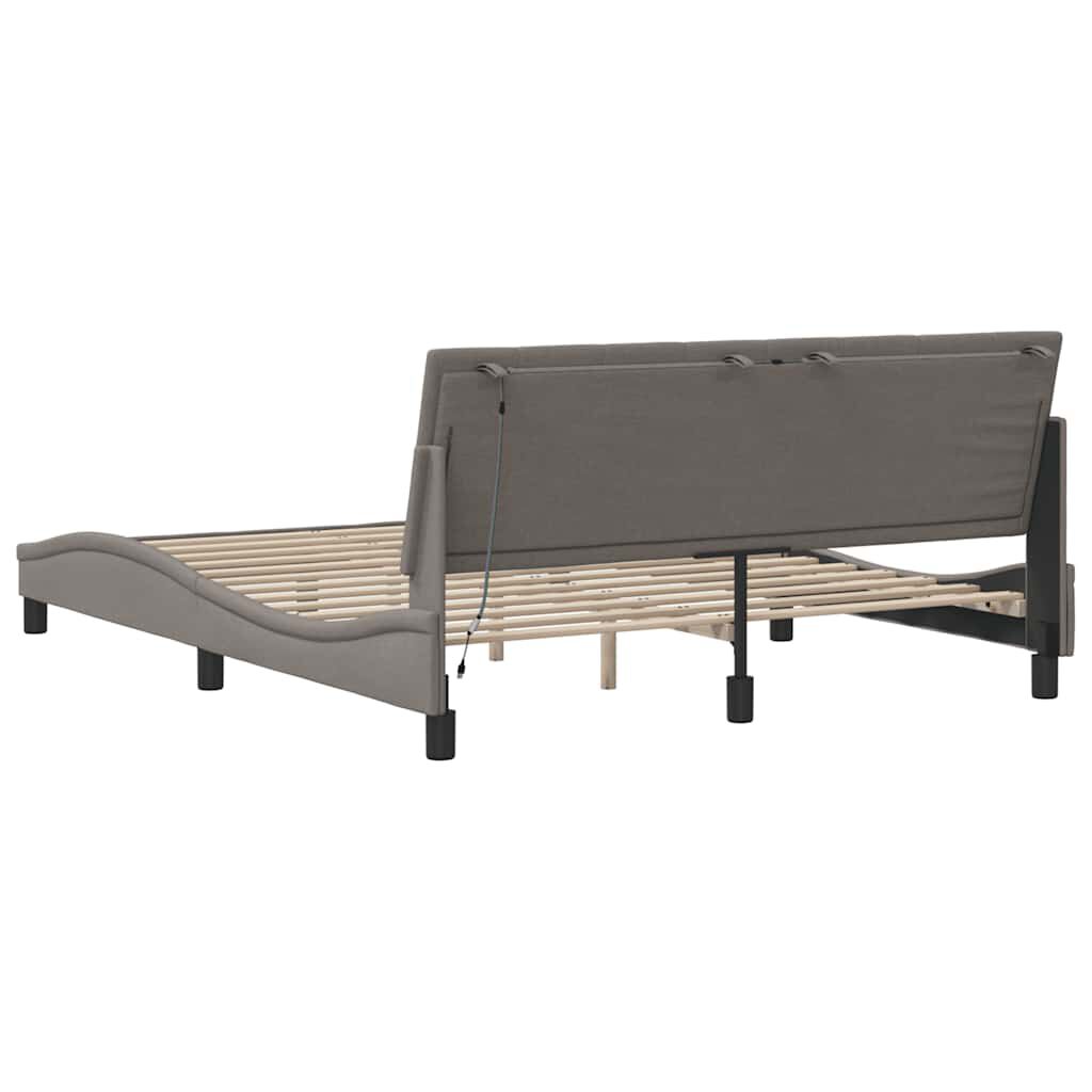 vidaXL Σκελετός Κρεβατιού Χωρίς Στρώμα Taupe 160x200 εκ. Υφασμάτινο