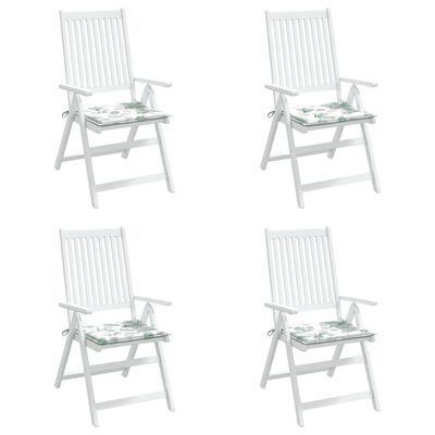 vidaXL Μαξιλάρια Καρέκλας 4 τεμ. Σχέδιο Φύλλων 50x50x3 εκ. Υφασμάτινα