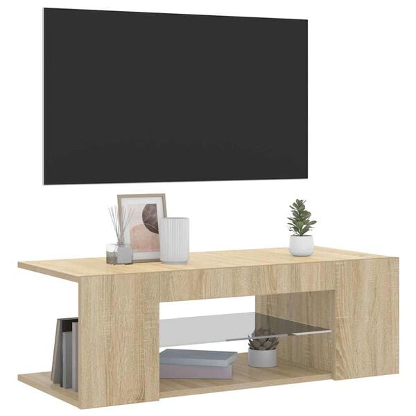 vidaXL Έπιπλο Τηλεόρασης με LED Sonoma Δρυς 90x39x30 εκ.