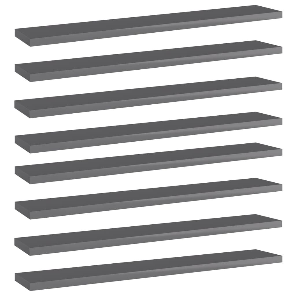 vidaXL Ράφια Βιβλιοθήκης 8 τεμ. Γυαλ. Γκρι 60x10x1,5 εκ. Μοριοσανίδα