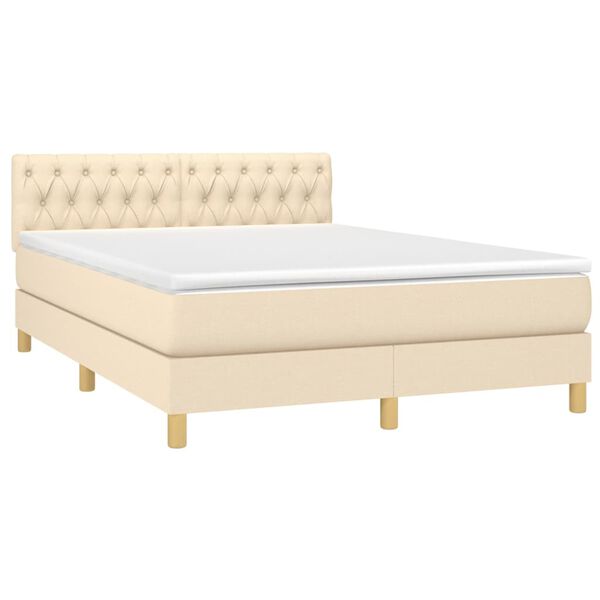 vidaXL &Kappa;&rho;&epsilon;&beta;ά&tau;&iota; Boxspring &mu;&epsilon; &Sigma;&tau;&rho;ώ&mu;&alpha; & LED &Kappa;&rho;&epsilon;&mu; 140x190 &epsilon;&kappa;. &Upsilon;&phi;&alpha;&sigma;&mu;ά&tau;&iota;&nu;&omicron;