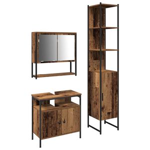 vidaXL Σετ Επίπλων Μπάνιου Άλλο 3 pcs Παλαιό ξύλο Επεξεργασμένο ξύλο