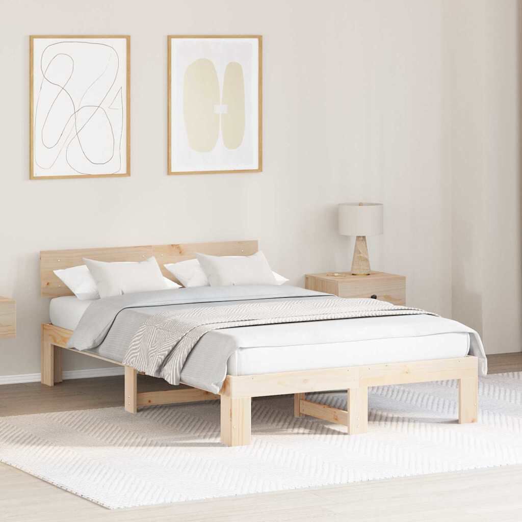 vidaXL Σκελετός Κρεβατιού Καφέ 120 x 200 cm Μασίφ ξύλο πεύκου