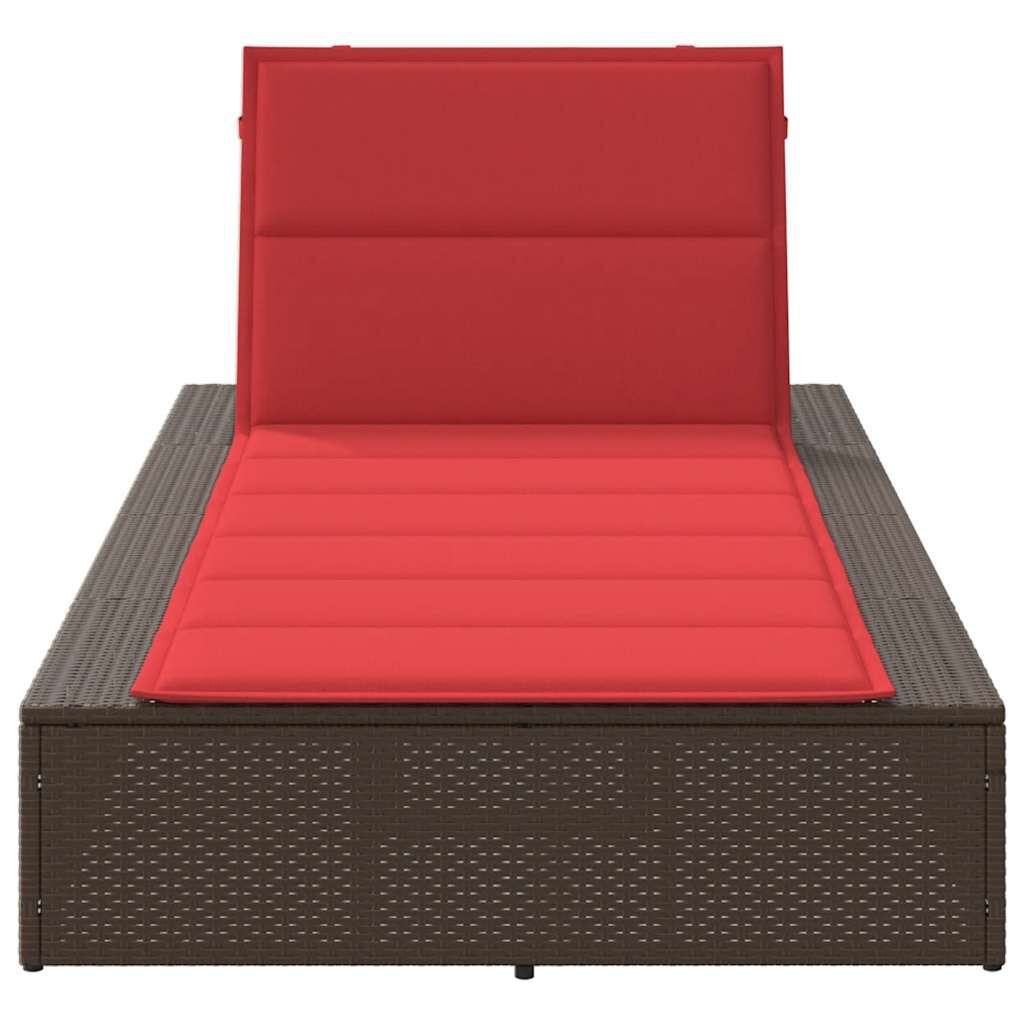 vidaXL Ξαπλώστρα με πλωτό μαξιλάρι Brown Poly Rattan