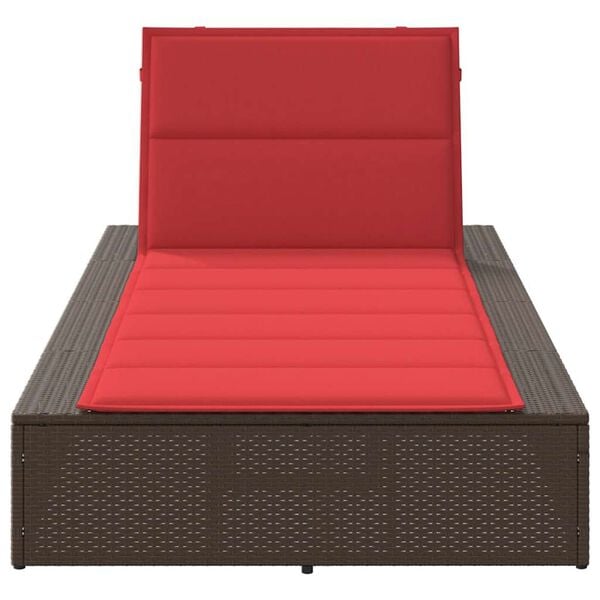 vidaXL Ξαπλώστρα με πλωτό μαξιλάρι Brown Poly Rattan