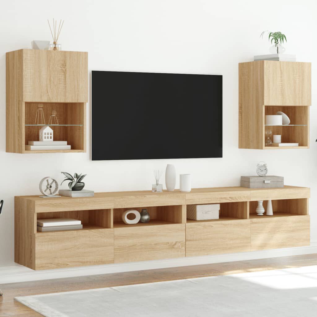 vidaXL Έπιπλα Τηλεόρασης με LED 2 τεμ. Sonoma Δρυς 40,5x30x60 εκ.