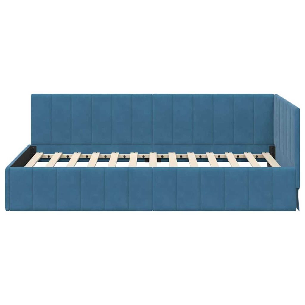 vidaXL Κρεβάτι Γωνίας με κεφαλάρι Μπλε 100 x 200 cm Βελούδο