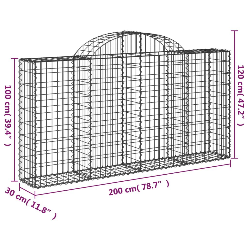 vidaXL Συρματοκιβώτιο Τοξωτό 200x30x100/120εκ. από Γαλβανισμένο Χάλυβα