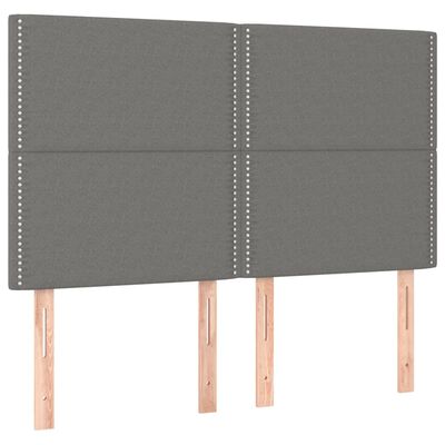 vidaXL Κεφαλάρι Κρεβατιού LED Σκούρο Γκρι 144x5x118/128εκ. Υφασμάτινο