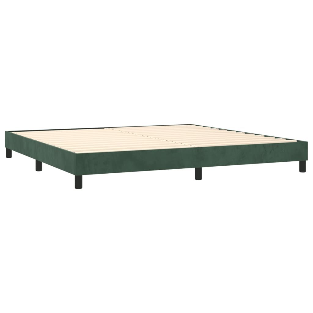 vidaXL Κρεβάτι Boxspring με Στρώμα & LED Σκ. Πράσινο 200x200εκ Βελούδο