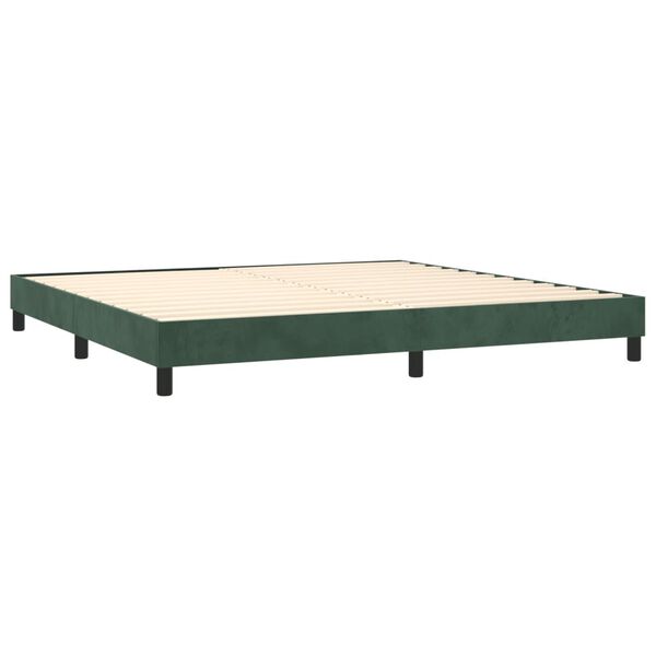 vidaXL Κρεβάτι Boxspring με Στρώμα & LED Σκ. Πράσινο 200x200εκ Βελούδο