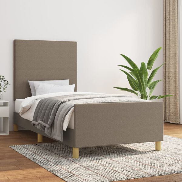 vidaXL Σκελετός Κρεβατιού Χωρίς Στρώμα Taupe 90x190 εκ. Υφασμάτινο