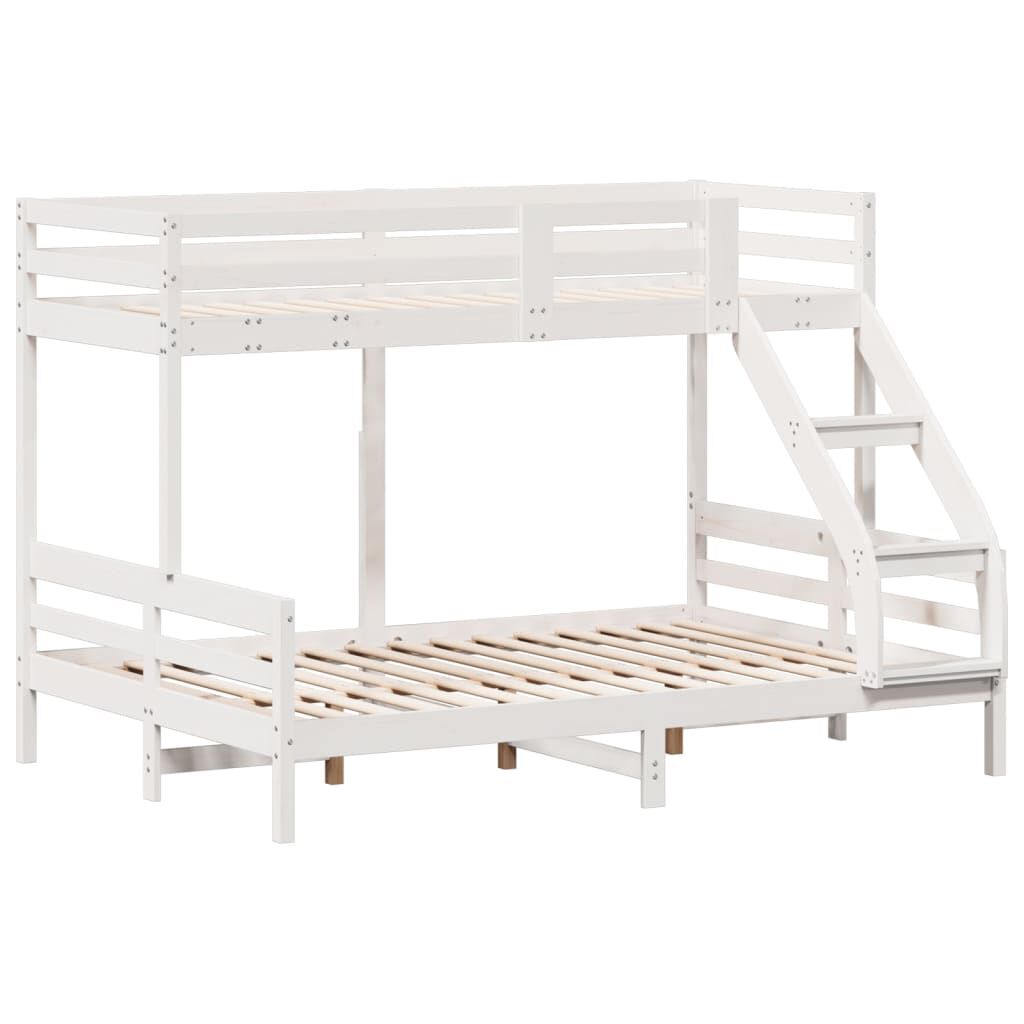 vidaXL Κουκέτα 90x200/140x200 εκ. Λευκό από Μασίφ Ξύλο Πεύκου