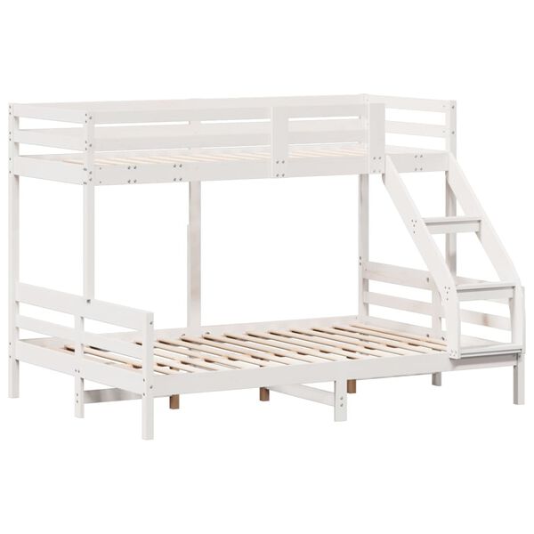 vidaXL Κουκέτα 90x200/140x200 εκ. Λευκό από Μασίφ Ξύλο Πεύκου